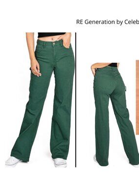 Green Carpenter straight wide leg Jeans size 12-13